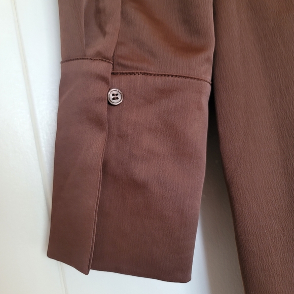 H&M Long Sleeve Button Down Ruched Bodycon Mini Dress Size Medium Brown - Picture 9 of 11